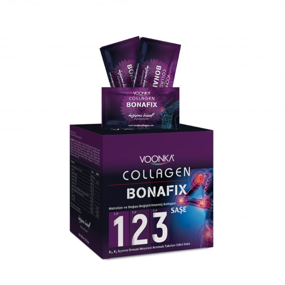 Voonka Collagen Bonafix Kollajen Tip 1-2-3 D3 K2 Vitaminli Orman Meyvesi Aromalı 30 Saşe