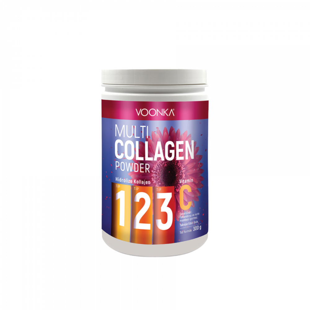 Voonka Multi Collagen Powder Hidrolize Kollajen Tip 1 2 3 Vitamin C 300 gr