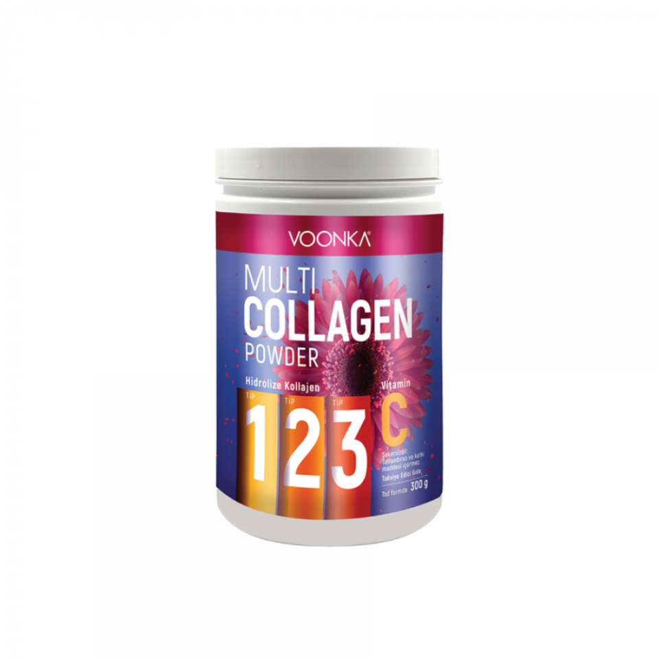 Voonka Multi Collagen Powder Hidrolize Kollajen Tip 1 2 3 Vitamin C 300 gr