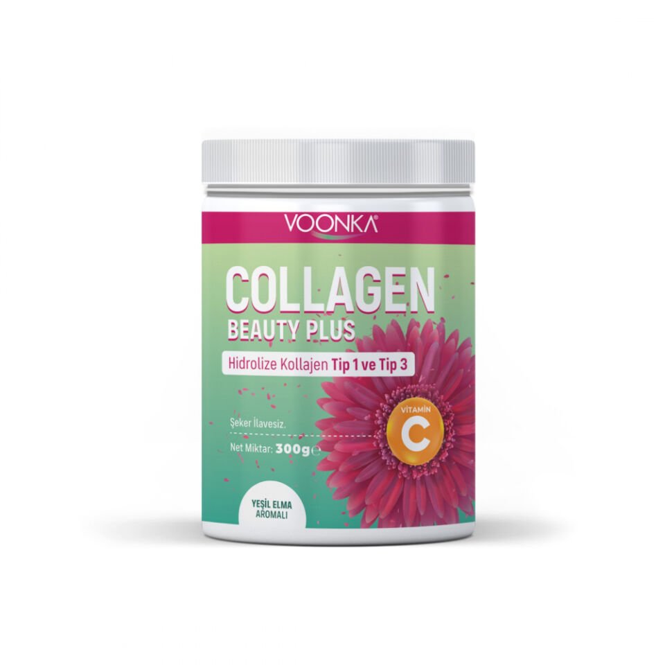 Voonka Beauty Collagen Plus Hidrolize Kollajen Tip 1 - Tip 3 Yeşil Elma Aromalı 300 g