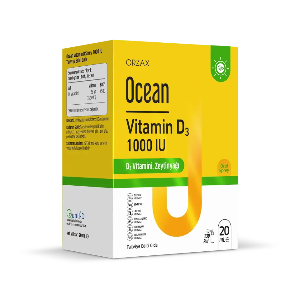 Orzax Ocean Vitamin D3 1000 IU Sprey 20ml