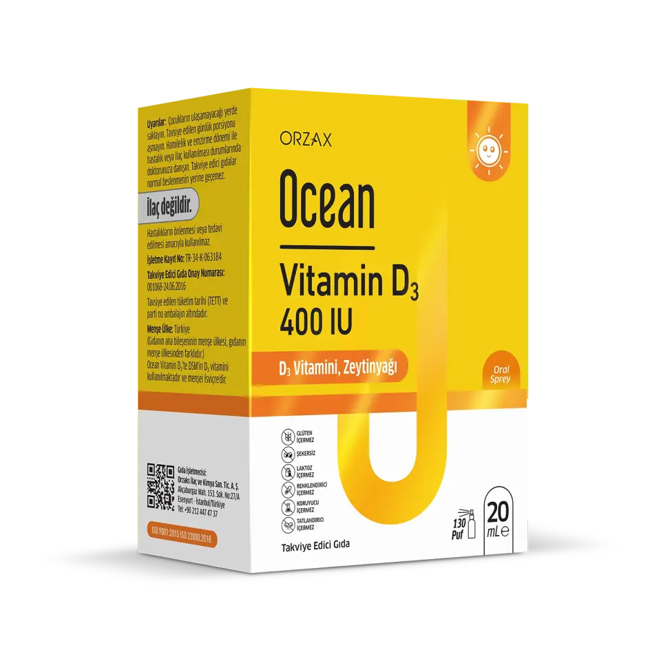 Orzax Ocean Vitamin D3 400 IU Sprey 20ml