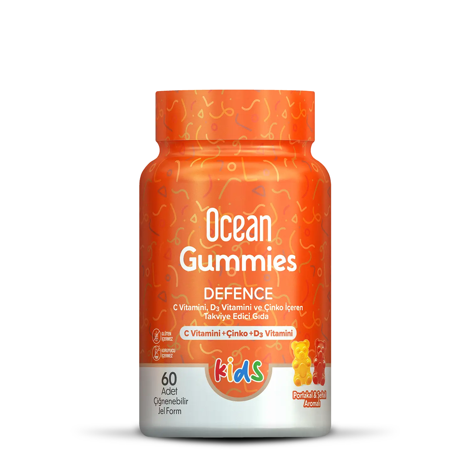 Orzax Ocean Gummies Defence Kids Takviye Edici Gıda 60 Adet Çiğnenebilir Jel Form