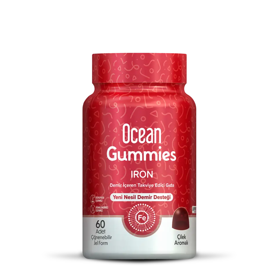 Orzax Ocean Gummies Iron Demir İçeren Takviye Edici Gıda 60 Adet Çİğnenebilir Jel Form