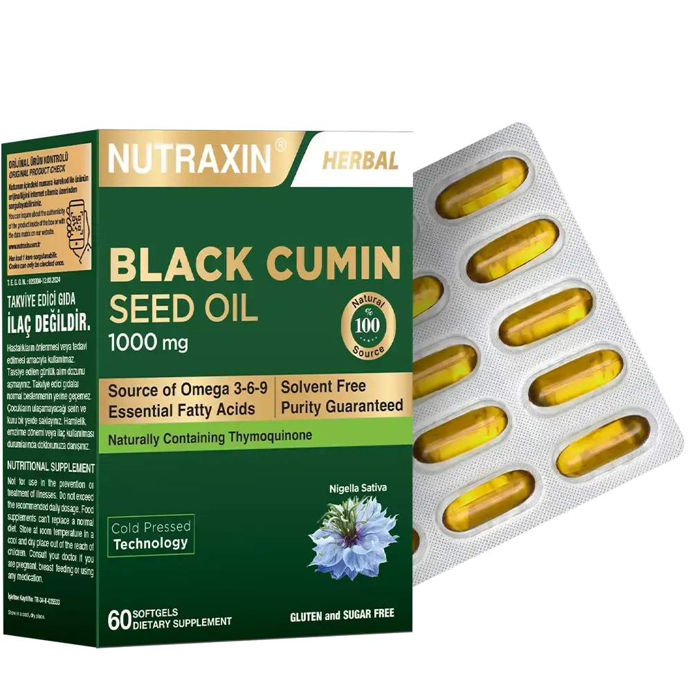 Nutraxin Çörek Otu Yağı 1000 mg 60 Kapsül Black Cumin Seed Oil