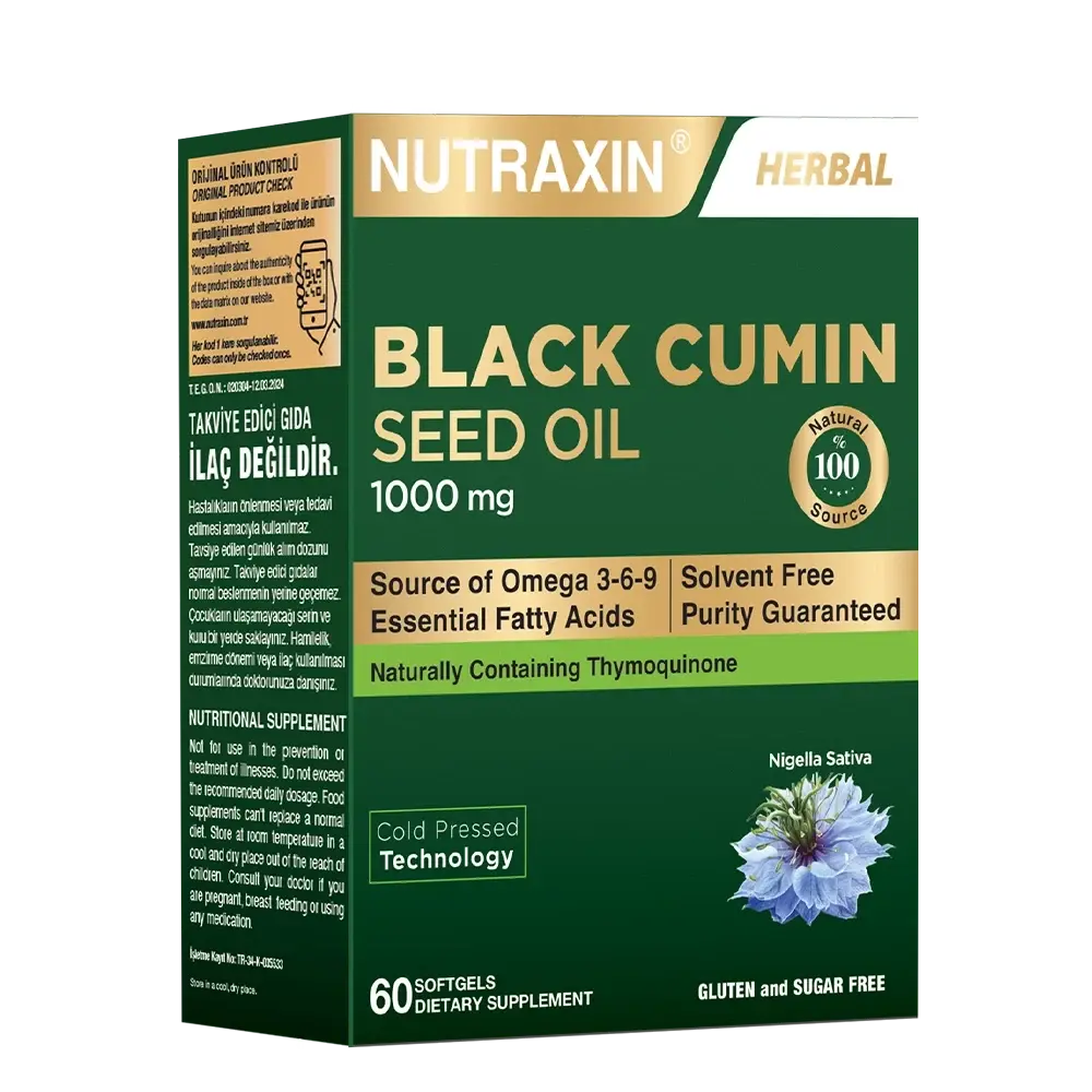 Nutraxin Çörek Otu Yağı 1000 mg 60 Kapsül Black Cumin Seed Oil