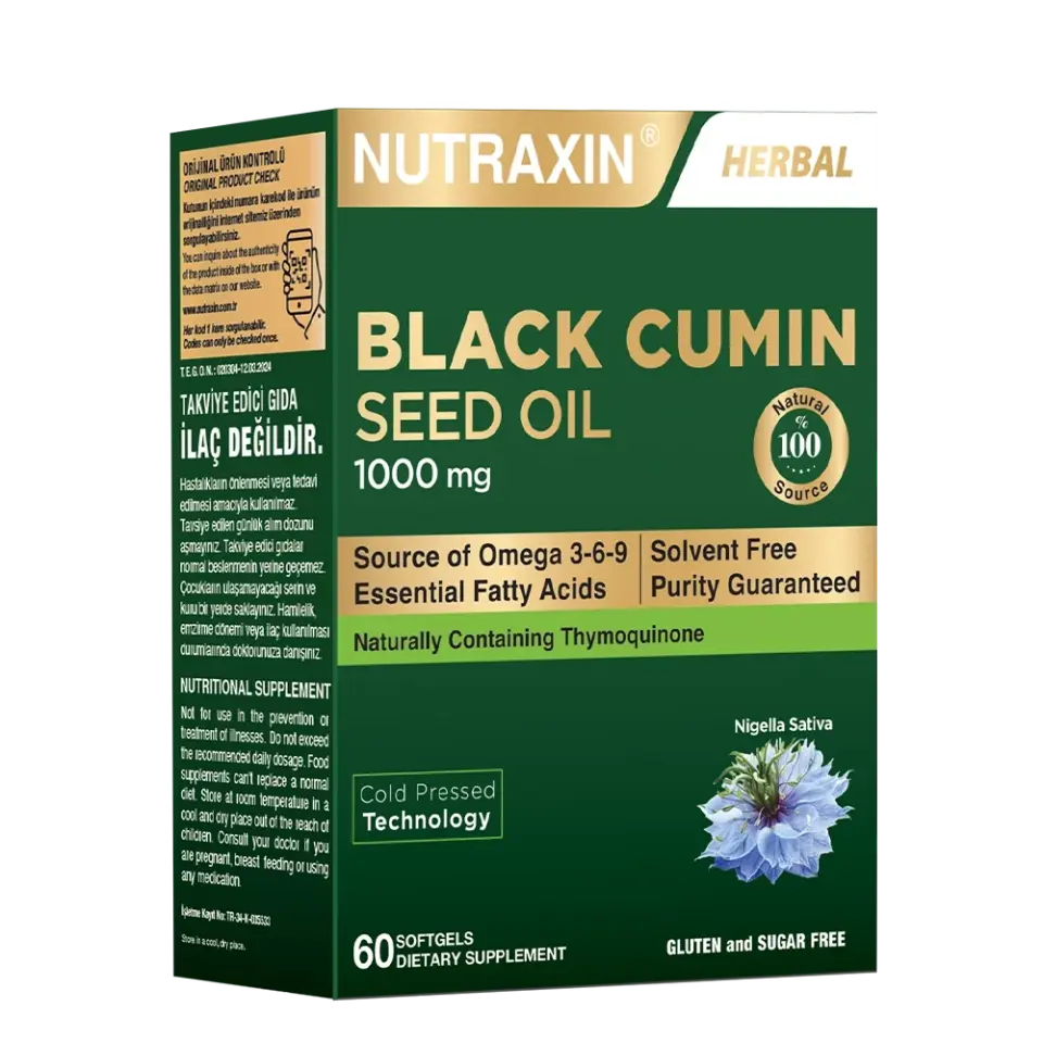 Nutraxin Çörek Otu Yağı 1000 mg 60 Kapsül Black Cumin Seed Oil