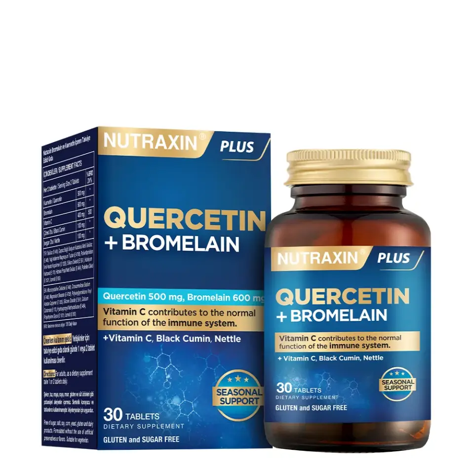 Nutraxin Bromelain ve Quersetin İçeren Takviye Edici Gıda 30 Tablet