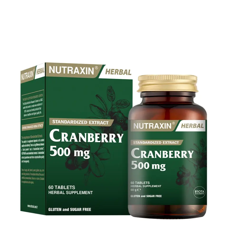 Nutraxin Cranberry 500 mg Takviye Edici Gıda 60 Tablet