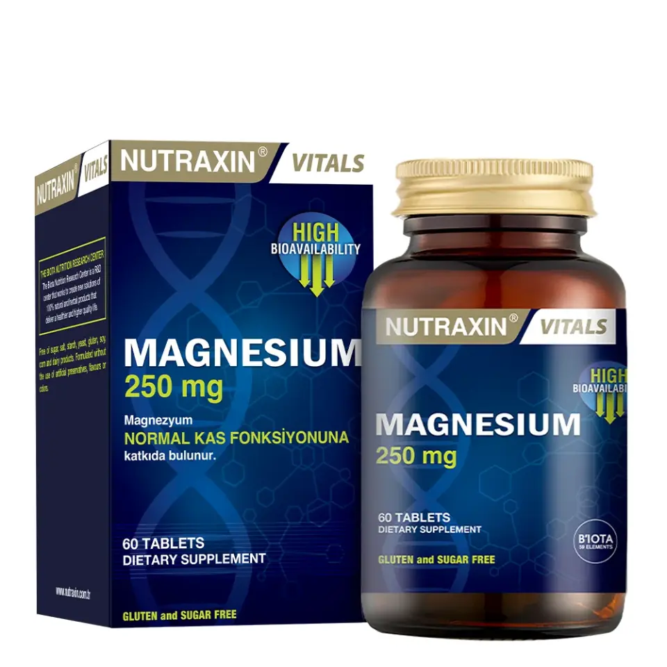 Nutraxin Magnesium Citrate 250 mg Takviye Edici Gıda 60 Tablet