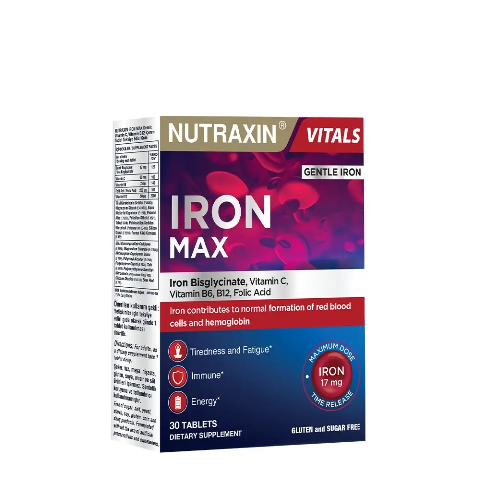 Nutraxin Iron Max Takviye Edici Gıda 30 Tablet