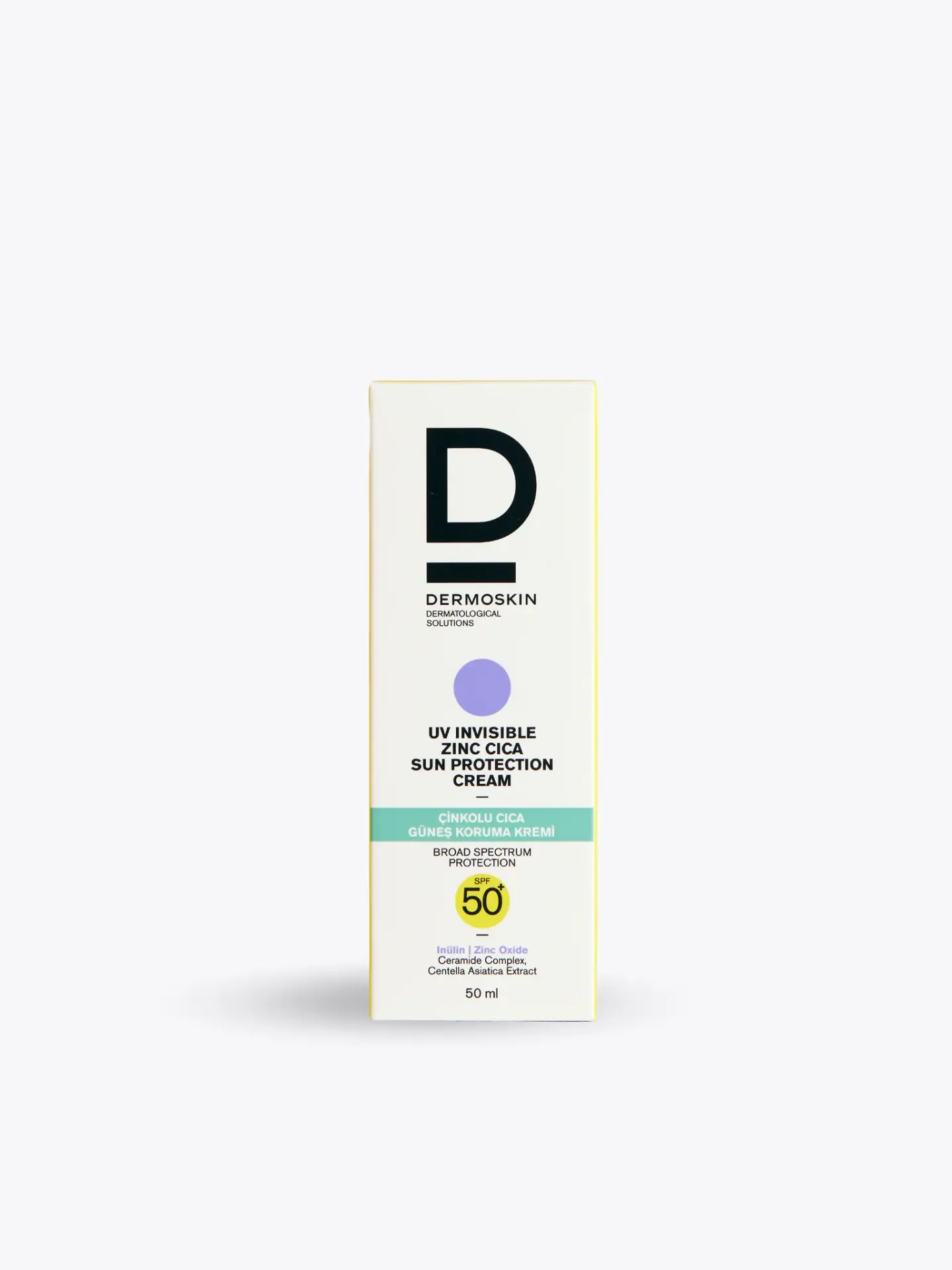 Dermoskin UV İnvisible Zinc Cica Sun Protection Cream  Renkli Çinkolu Cica Güneş Koruma Kremi 50 MLSPF 50+ | UVA - UVB |