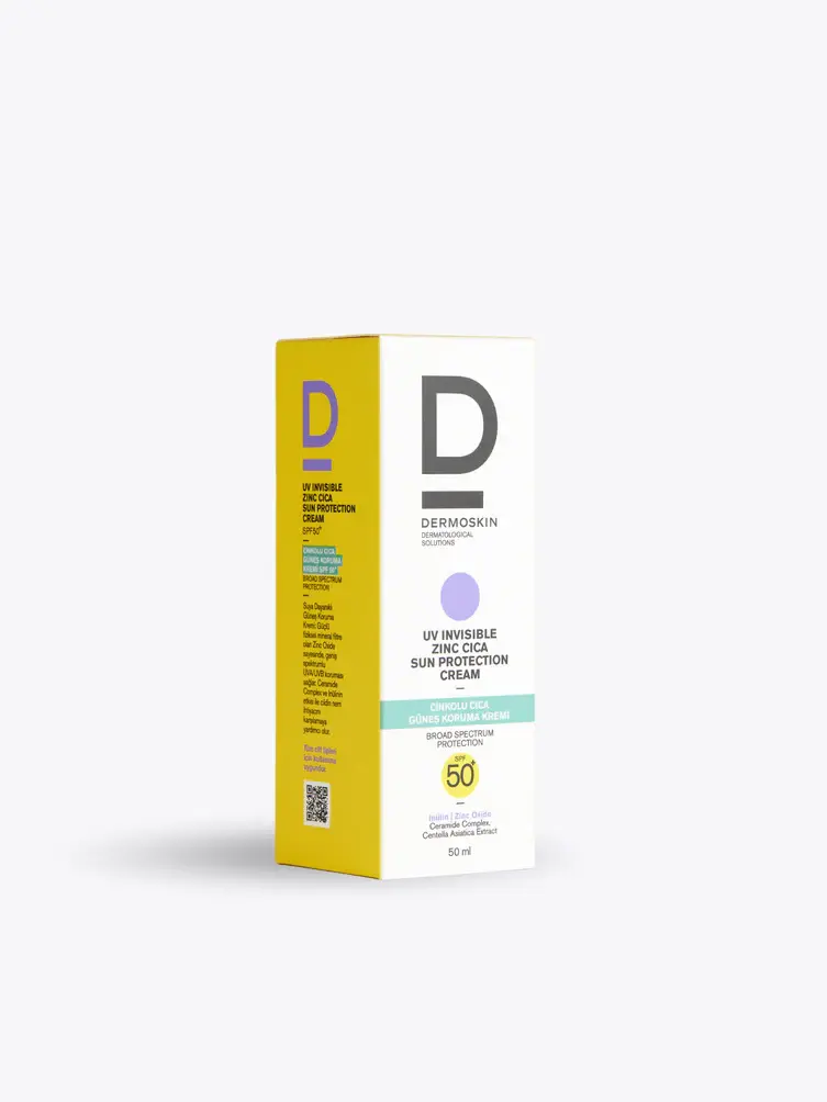 Dermoskin UV İnvisible Zinc Cica Sun Protection Cream  Renkli Çinkolu Cica Güneş Koruma Kremi 50 MLSPF 50+ | UVA - UVB |