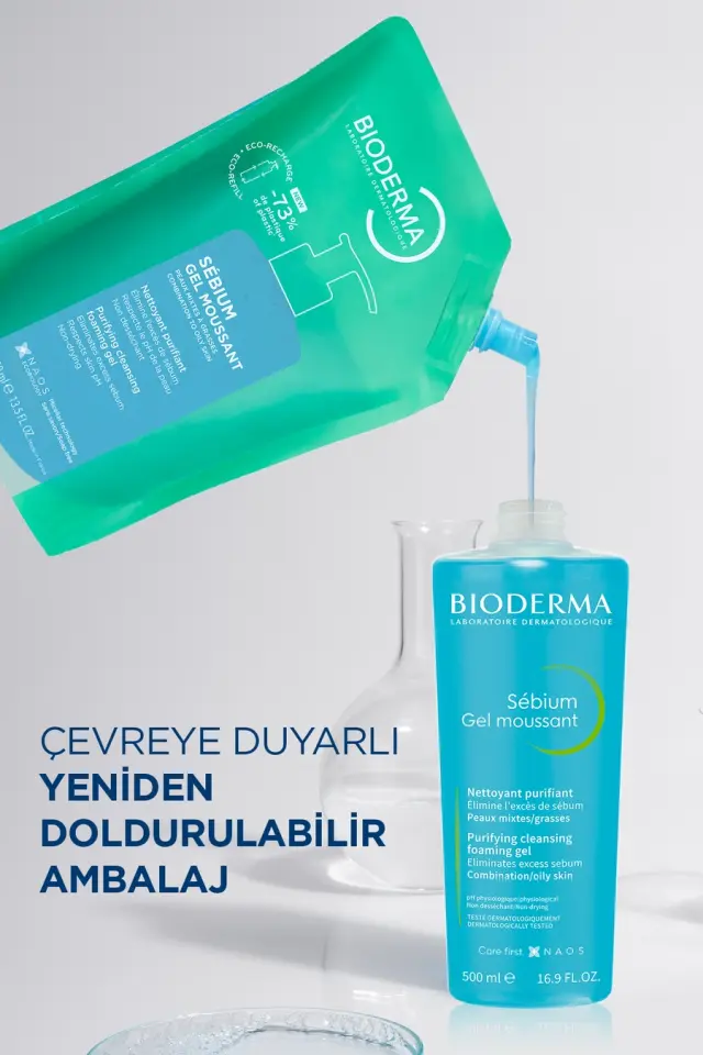 Bioderma Sebium Foaming Gel Karma Yağlı Ciltler Temizleme Jeli Yeniden Dolum Paketi 400ml