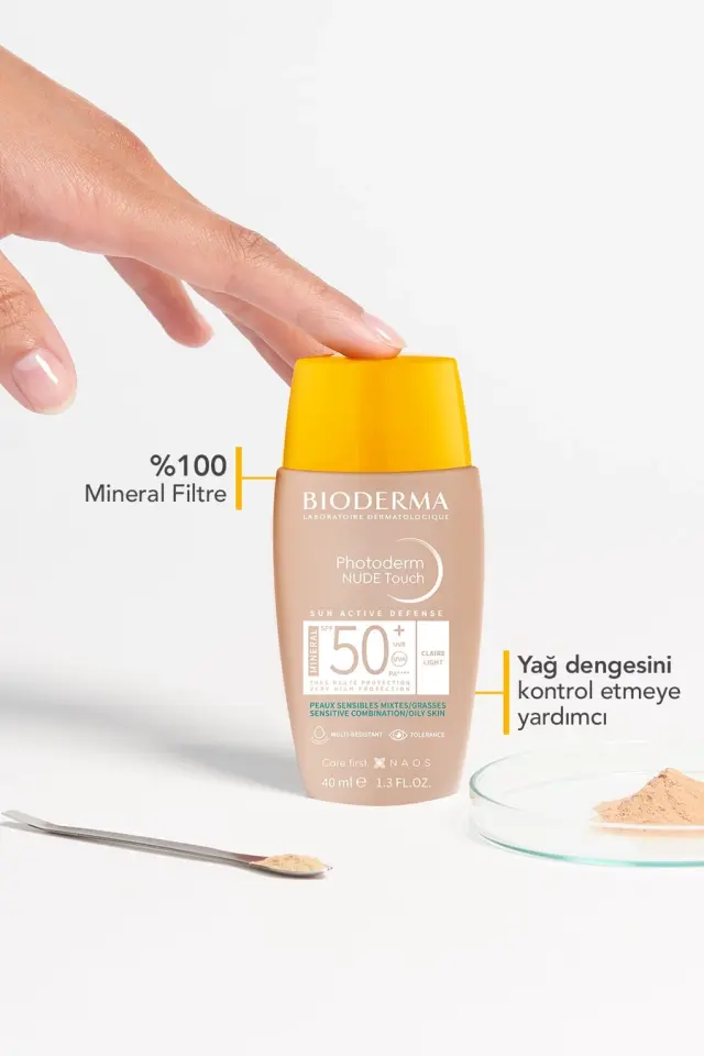 Bioderma Photoderm Nude Touch SPF50+ Light Karma Yağlı Cilt-Kapatıcı Güneş Kremi 40 ml