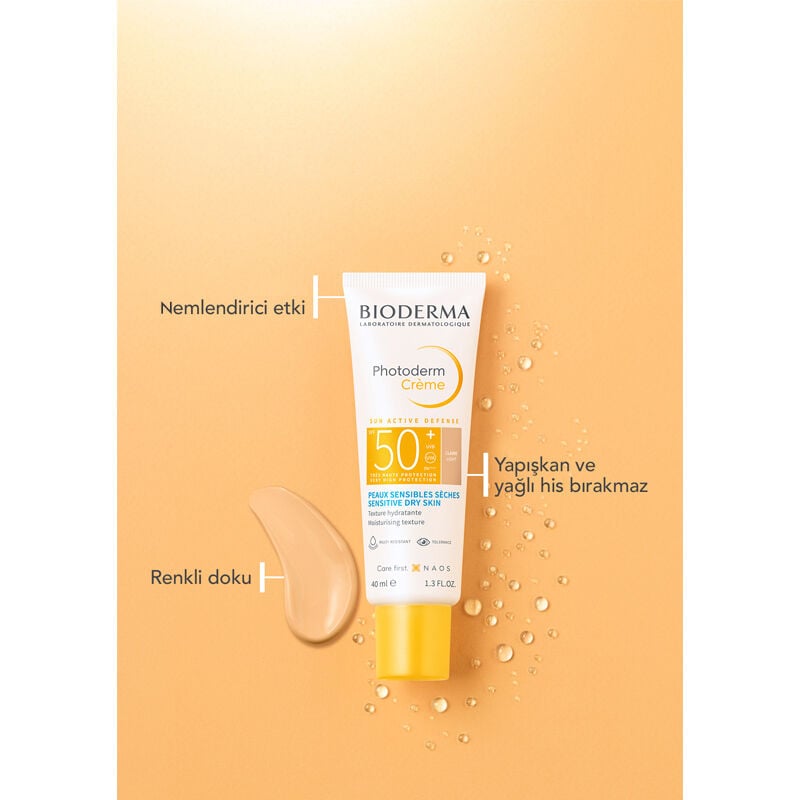 Bioderma Photoderm Cream SPF50+ Kuru Ciltler için Renkli Güneş Kremi 40 ml