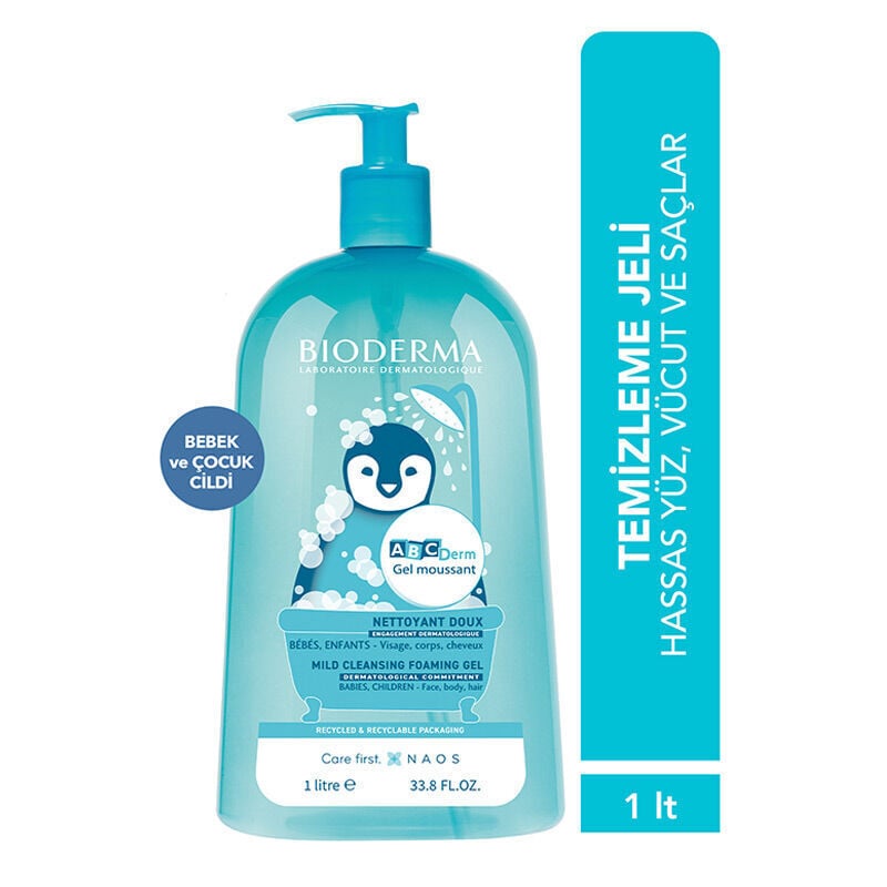 Bioderma ABCDerm Foaming Cleanser Bebek ve Çocuk Yüz ve Vücut Temizleme Jeli 1 L