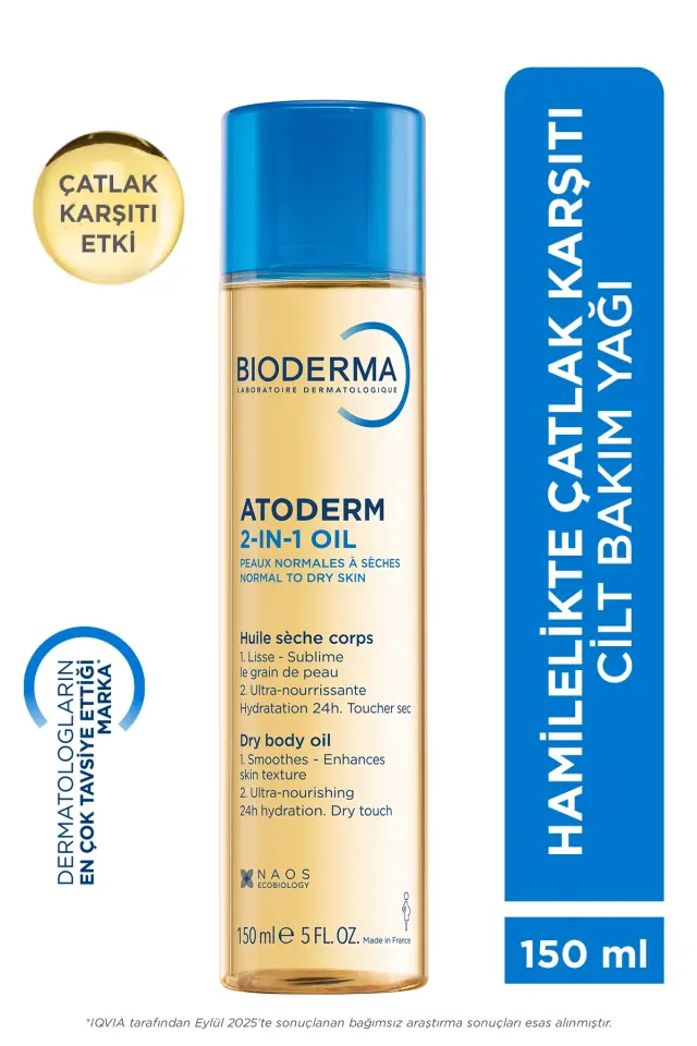 Bioderma Atoderm 2-in-1 Body Oil Çatlak Önleyici, Besleyici, Nemlendirici Kuru Yağ 150 ml
