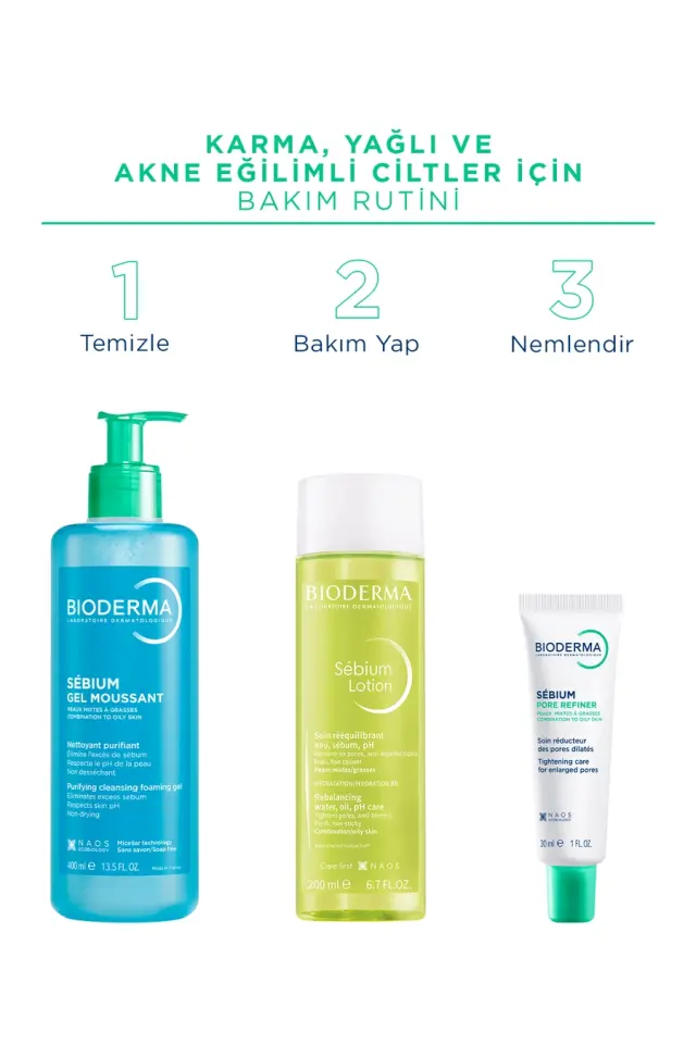 Bioderma Sebium Karma, Yağlı ve Akne Eğilimli Ciltler için Yüz, Vücut Temizleme Jeli 500 ml