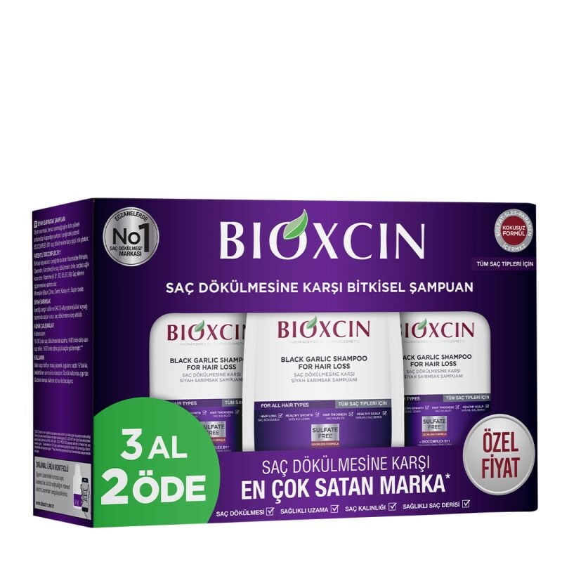 Bioxcin Saç Dökülmesine Karşı Siyah Sarımsak Şampuanı 300 ml 3 al 2 öde
