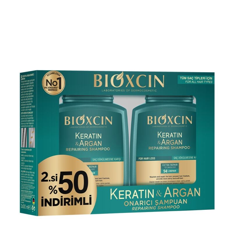 Bioxcin Argan Keratin Şampuan 300 + 300 ml - İkincisi %50 İndirimli