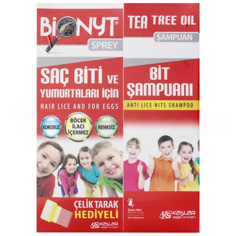 Bionyt Bit Spreyi 100 ml + Bionyt Tea Tree Oil Şampuan 100 ml Çelik Tarak Hediyeli - Kofre