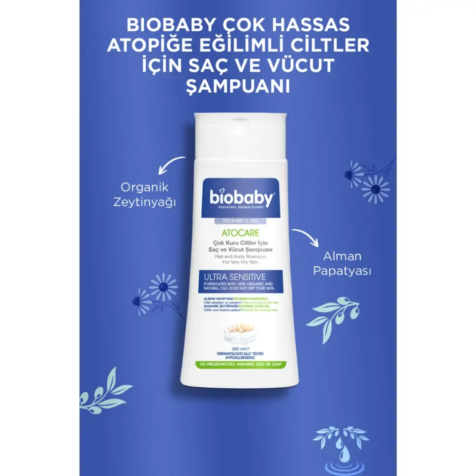 Biobaby Kuru ve Çok Kuru Ciltler İçin Saç ve Vücut Şampuanı 300 ml