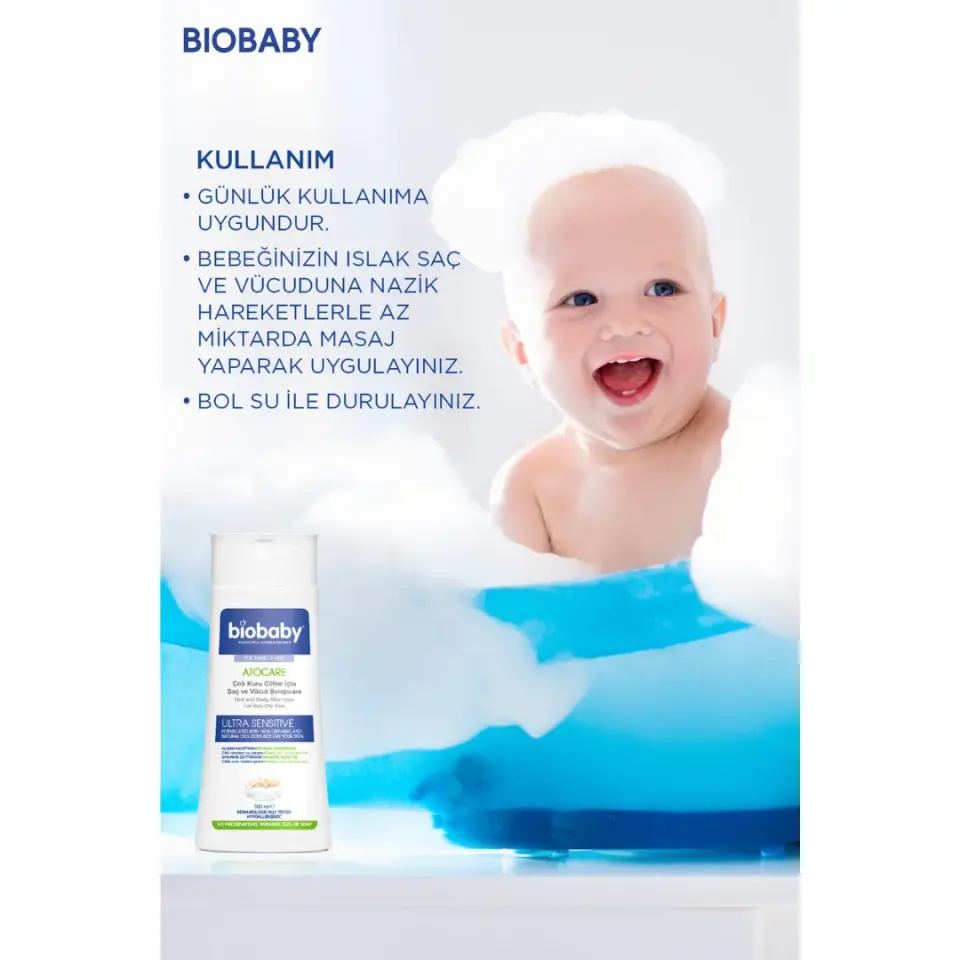 Biobaby Kuru ve Çok Kuru Ciltler İçin Saç ve Vücut Şampuanı 300 ml