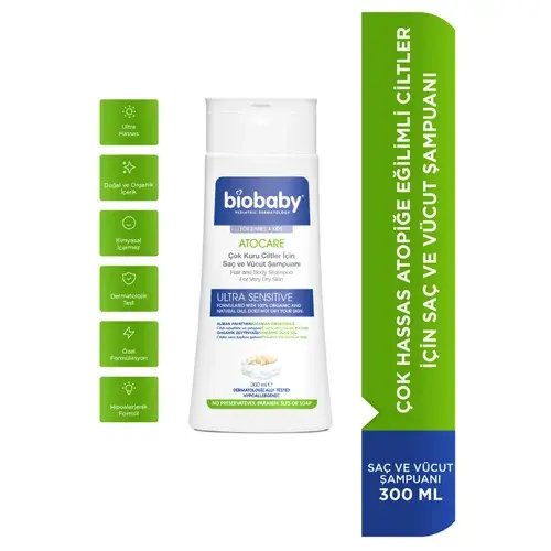 Biobaby Kuru ve Çok Kuru Ciltler İçin Saç ve Vücut Şampuanı 300 ml