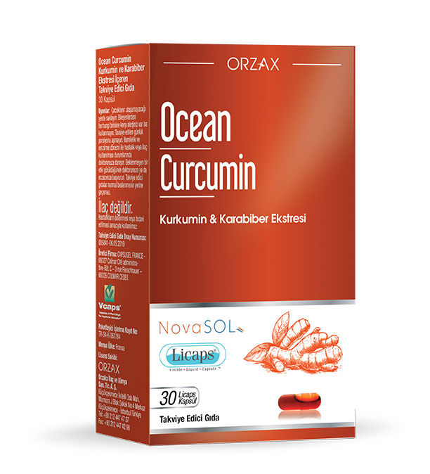 Orzax Ocean Curcumin Karabiber Ekstresi Takviye Edici Gıda 30 Kapsül