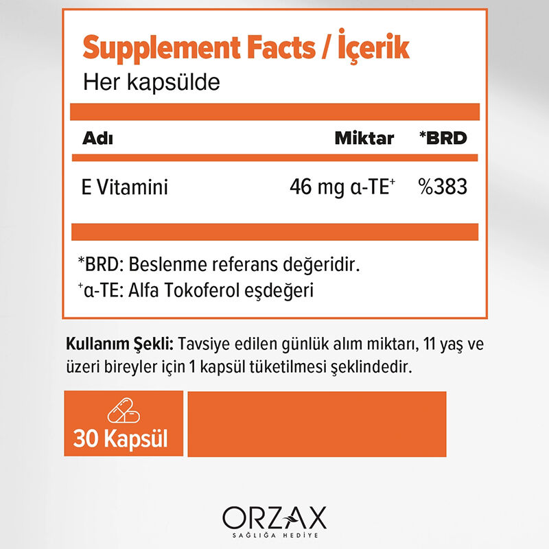 Orzax Ocean E Vitamini 30 Kapsül