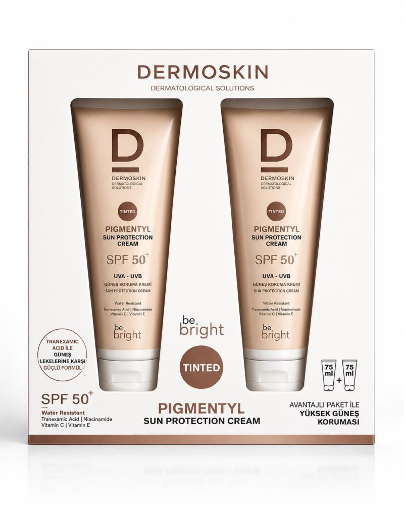 Dermoskin Be Bright Pigmentyl Güneş Kremi Tinted SPF50 75+75 ml - 2'li Paket
