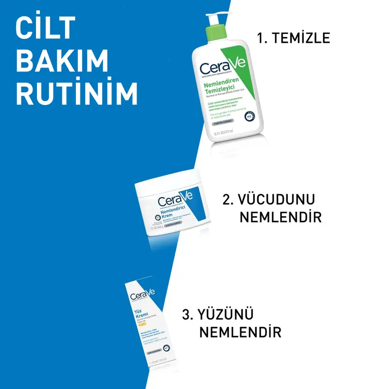 CeraVe Nemlendirici Yüz Ve Vücut Kremi - Kuru Ciltler İçin Seramid Ve Hyalüronik Asit İçerikli